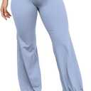 High Waisted Flare Yoga Leggings for Women Drawstring Bubble Hem Athletic Pants for Gym, Pilates,Barre,Casual Wear (Medium, Blue)