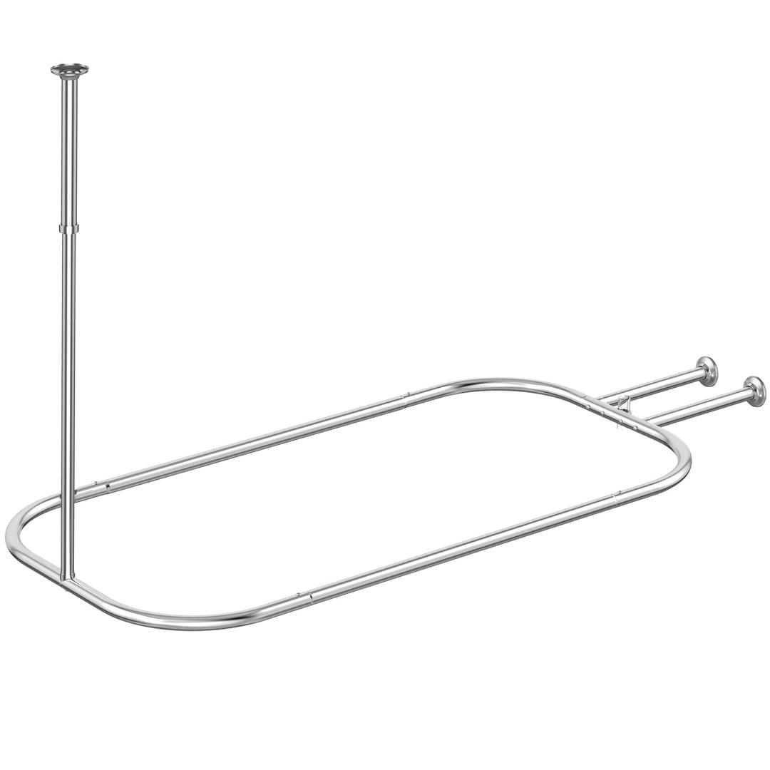 Shower Curtain Rod Hoop Square Shape Bathroom Heavy Duty No Rust Oval Shower Rod 58.3"x24" for Clawfoot Tub,for Free Standing Tubs Chrome
