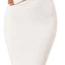 MEROKEETY Women's Winter Off Shoulder Bodycon Sweater Dress 2026 Spring Formal Long Sleeve Elegant Club Party Midi Dresses (Medium, White)