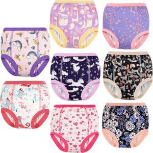MooMoo Baby 8 Packs Potty Training Pants Cotton Absorbent Training Underwear for Toddler Boy and Girls 2T-9T (6 Years, Unicorns)