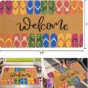 Summer Welcome Mats for Front Door, Indoor, Outdoor, Entryway, Faux-Coir Funny Beach Door Mat 17x30, Non-Slip Dirt-Trapping Front-Porch-Rug for Garden, Patio, Backyard