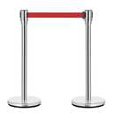 DuraSteel Crowd Control Barriers Stanchions with Retractable Belts & Sign Holder - Metal Stanchion Posts w/ 6.5ft Black Retractable Barrier Belt Ropes - Queue VIP Safety Line Dividers - Set of 6 Poles