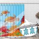 Sea Turtles Shower Curtain Hooks Rings for Bathroom, Metal Shower Curtain Hanger Hooks, Decorative Bath Room Accessories Set,Tropical Beach Fashion Theme Bathroom Decor
