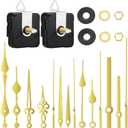 Mudder 2 Pcs Clock Mechanism High Torque Quartz Long Shaft Movement with 5 Pairs Gold Different Hands Replacement Battery Operated Clock Kit Repair Parts