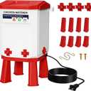 3-Gallon Heated Chicken Waterer Freeze-Proof Poultry Waterer with Heater and 4 Nipples, Easy-Fill Design, Low Maintenance for Winter, Ideal for Chickens, Ducks & Quail (Red, 12L)