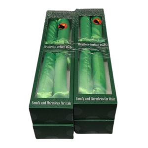 Wicked Comfy and Heatless Curls Overnight for Long Hair, Heatless Hair curler for Women and Girls, No Heat Curling Rods with Satin Scrunchies and Clip, Green, Pack Of 4