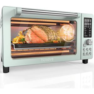 Nuwave Bravo Pro Smart Air Fryer Toaster Oven Combo, Airfryer Convection Oven Countertop, 10-in-1 Functions with Quicker & Even Crisp Technology, 1800W, 50-450F, PFAS-Free, 21QT, Mint