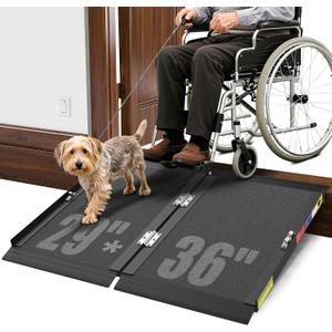 3FT Portable Wheelchair Ramp with Quick-Lock, Black Seamless Non-Slip Aluminum Folding Handicap Ramp,Threshold Ramp for Doorways, Wheel Chair Ramp for Home Steps, Loading Dock Plates