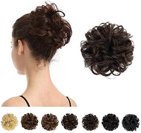 BARSDAR 100% Human Hair Bun Extension - Human Hair Messy Bun Hairpieces Brown Hair Bun Extensions for Women - Real Human Hair Bun Natural Hair Bun Scrunchies Updo Chignons Daily - Dark Brown