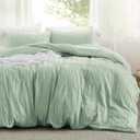 Bedsure Striped Boho Kids Duvet Cover Queen Size - Tufted Boho Bedding Set, 3 Pieces Shabby Chic Home Bedding for All Seasons, Includes 1 Queen Duvet Cover & 2 Pillowcases (Sage Green, 90" x 90")