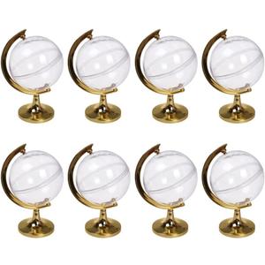 Mobestech Mini Globe Candy Container 12pcs Globe Party Favors Containers Clear Plastic Candy Boxes Fillable Round Candy Jars for Wedding Bridal Shower Baby Shower Golden
