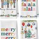 Artoid Mode Nutcrackers Xmas Balls Christmas Bar Kitchen Towels, 12x24 Inch Quick Dry Microfiber Cloth Dish Towels for Kitchen Drying Set of 4 (Beige)