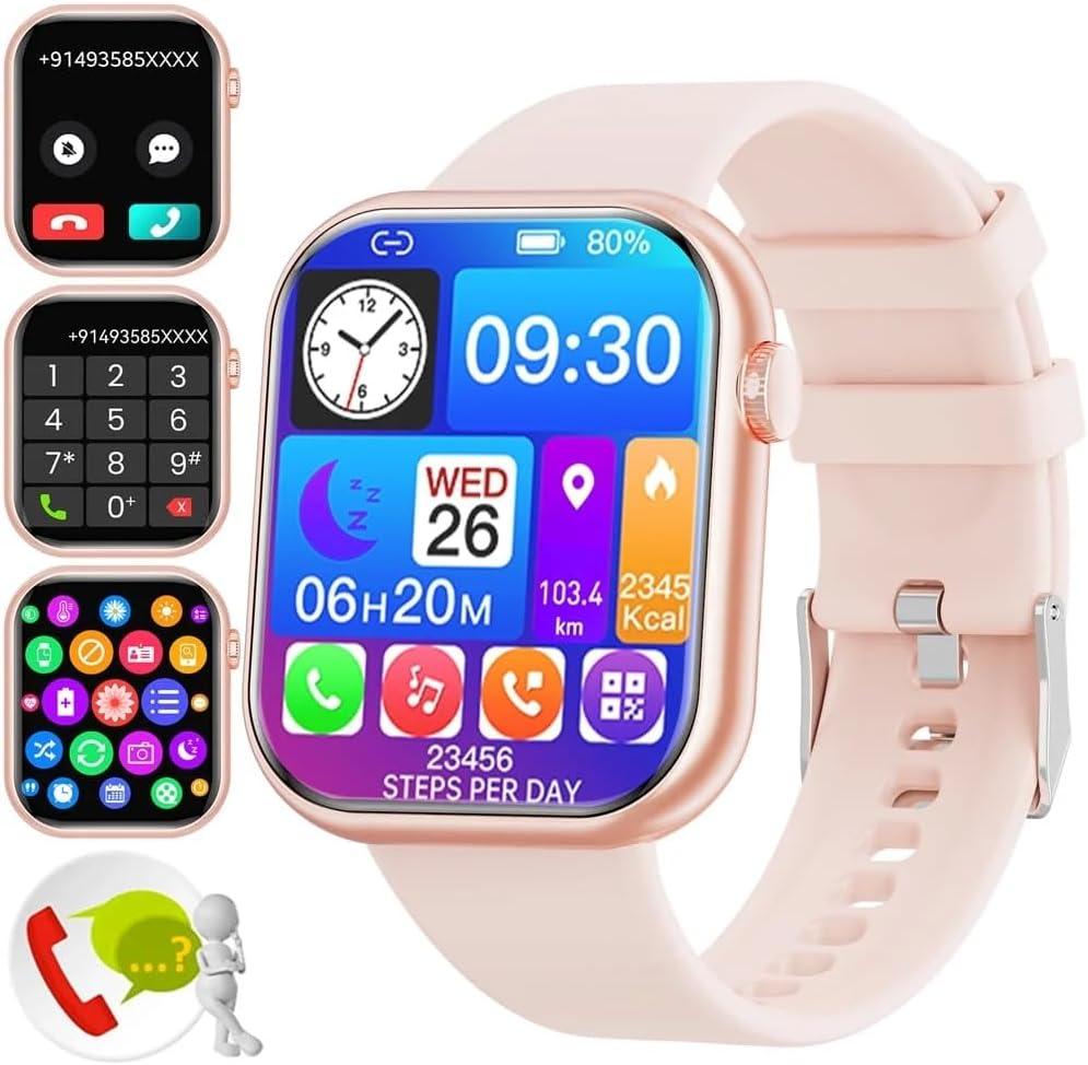 G20 Women's Smart Watch 1.85 Inch Touch Screen Fitness Tracker Watch IP67 Waterproof Sports Smart Watch for Android iPhone (Pink)