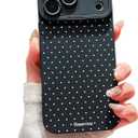 Compatible with iPhone 17 Pro Max Case Cute Aesthetic Polka Dot Pattern Design for Girls Women, Soft Silicone Shockproof Protective Designed for iPhone 17 Pro Max Case-Black
