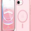 FNTCASE for iPhone 17e & iPhone 16e Case Matte: Magnetic Phone Cases with Screen Protector Drop Proof Compatible with Magsafe Slim Anti Yellowing Protective Translucent Cell Phone Cover (C-Pink)