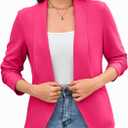 Women's Casual Blazer Long Sleeve Lightweight Open Front Blazer Work Office Blazers Jacket (Rose Red, XL)