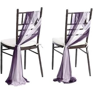 Ling's Moment Wedding Chiffon Chair Sashes Cover Aisle Decorations Draping Fabric Wrinkle-Free With Tie 16pcs Purple Pale Lavender for Party Ceremony Reception Floral Arrangement Banquet Outdoor Decor