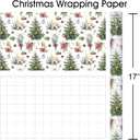 MAYPLUSS Christmas Wrapping Paper Roll - 17 In x 33 Feet - Cute Watercolor Christmas Tree Candle Pinecone Goblet Gift Wrap Paper for New Year, Holiday, Kids