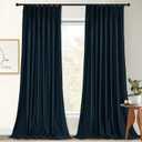 StangH Navy Blue Pinch Pleated Bedroom Curtains 84 inch Length 2 Panels, Super Soft Velvet Room Darkening Drapes for Privacy Energy Efficient Track System Panels for Living Room, W52 x L84