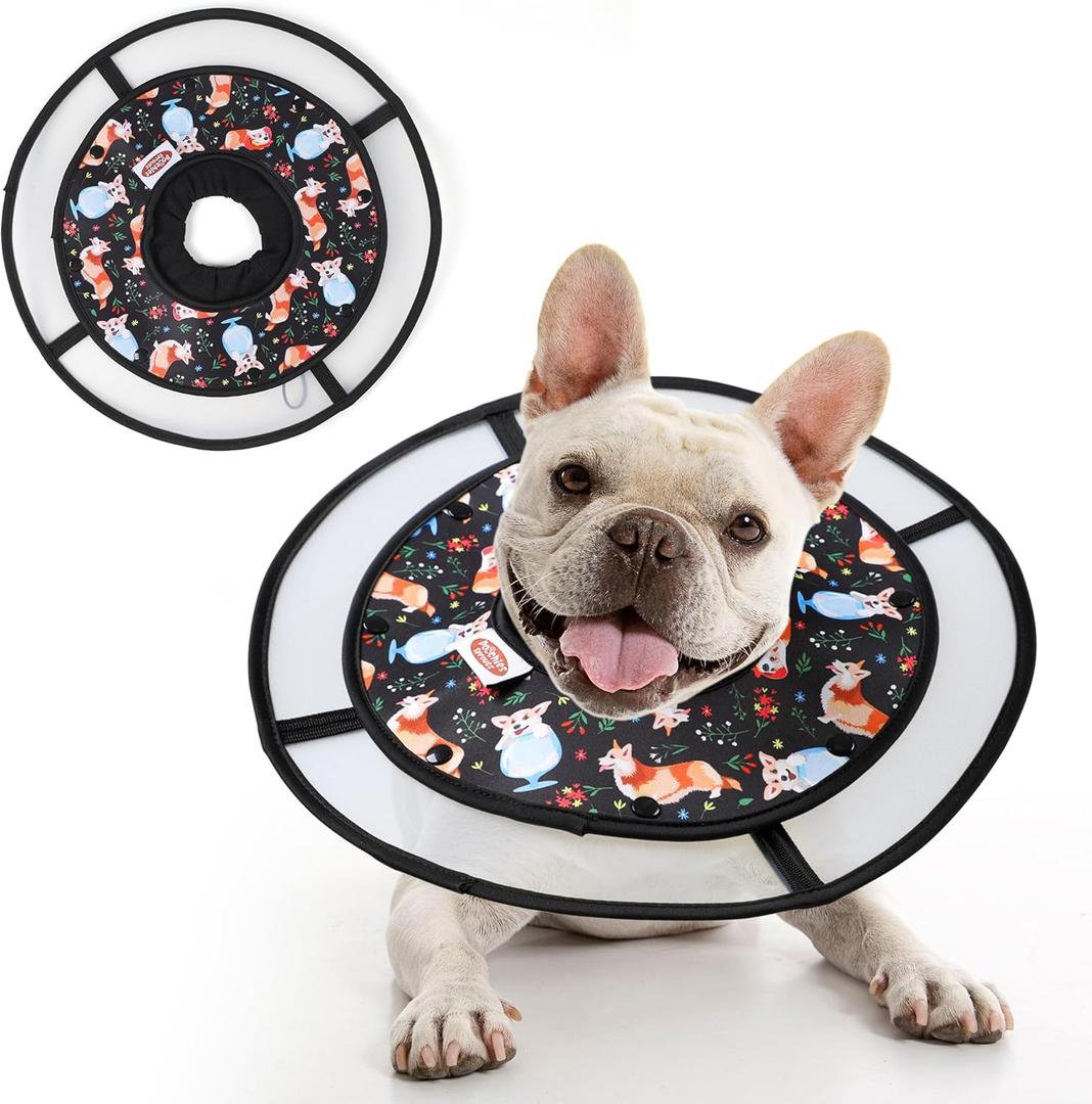 Dog Collars for Medium Dogs, Soft Cone for Dogs to Stop Licking, Calming Collar for Dog That Won't Block Your Pet's View, Medium