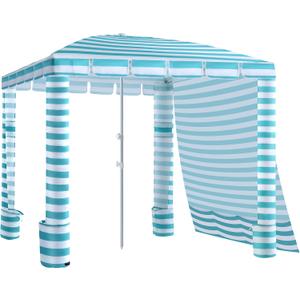 Umineux Beach Cabana - 8FT Beach Canopy with Side Wall, Easy Setup Beach Tent Sun Shelter, Waterproof Tent - Portable Shade for Whole Family (Green Stripes)