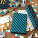 Hallmark Birthday Wrapping Paper Mini Rolls, 3-Pack (Navy Blue and Teal Stripes, Orange and Yellow Mod Circles) for Graduations, Father's Day, Easter, Any Occasion - 60 Sq. Ft. Total