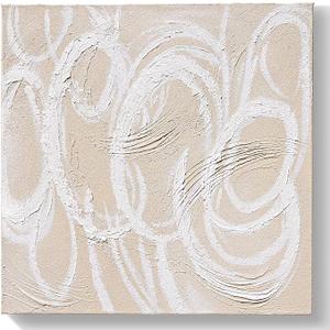 GeekMacro Square Hand-Painted Oil Painting Textured Wall Art - 24x24 Inch Nature Circles White Cream Modern Canvas Artwork for Living Room Bedroom Office Decor