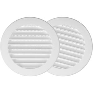 Repa Market 2-Pack 4'' Inch - Plastic White Vent Covers with Flange - Round Soffit Vent - Air Vent Louver - Grille Cover - Protective Screen Mesh - HVAC Ventilation