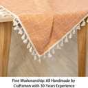 ShinyBeauty Rectangle Tablecloth Cotton Tablecloth Wrinkle Free Dust-Proof Table Cloth Checkered Design Tablecloth Heavy Weight Cotton Linen 55x86 Coral Embroidery Tassel Tablecloth for Home Kitchen
