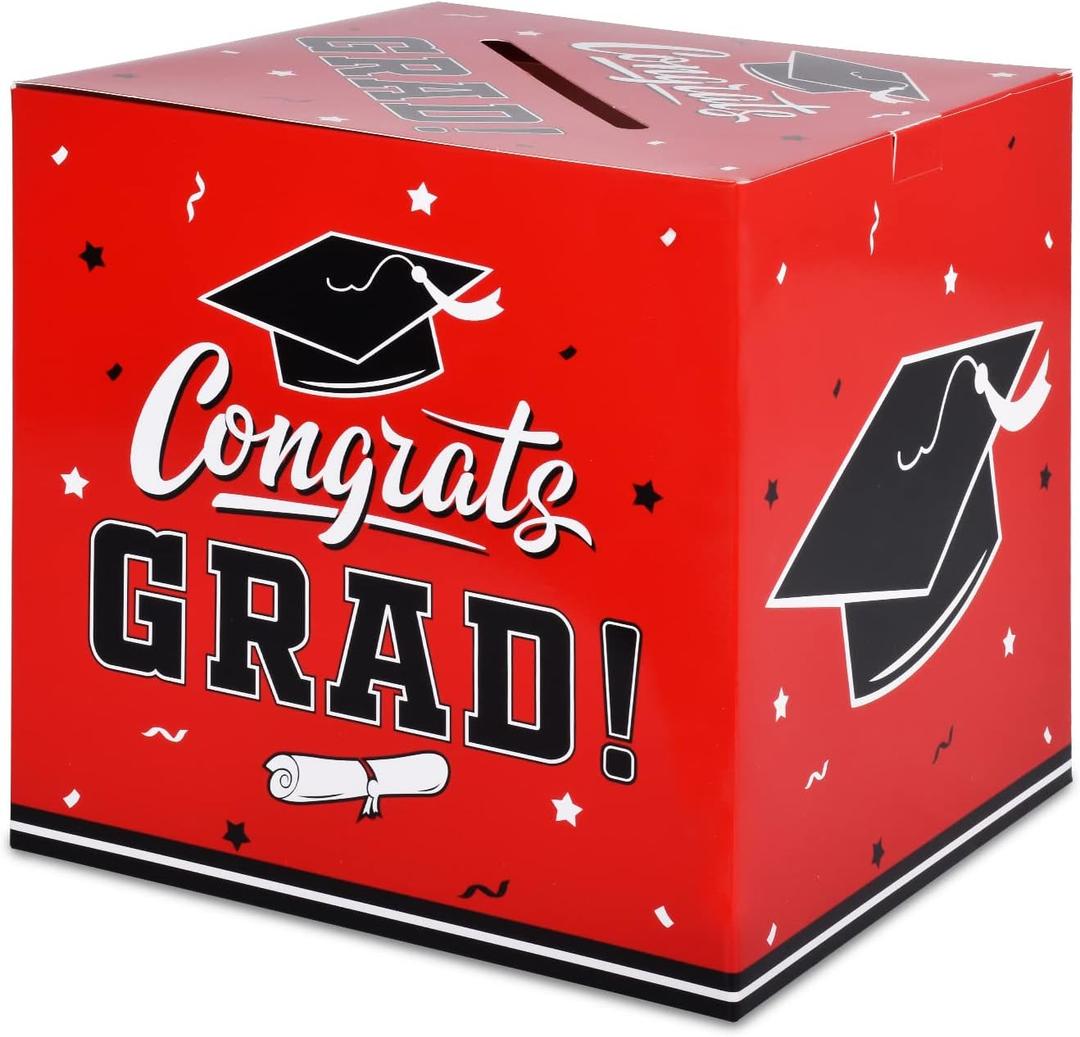 Gatherfun Graduation Decorations 2026 Grad Card Box for Gift Graduation Party Favors Decor Party Supplies Red