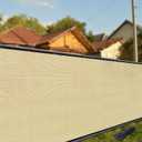 iCover 5x50ft Privacy Screen Fence, Outdoor Fencing Panels, Garden Windscreen Mesh Shade Sail Net Barrier, Fence Privacy Screen Reinforced Bindings and Brass Grommets Cable Zip Ties, Sand