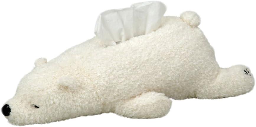 CHOOLD Super Soft Plush Polar Bear Tissue Box Cover Cute Paper Holder Napkin Box for Car Home Bathroom Kitchen Office(White Brown Pink)