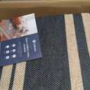 Lahome Striped 8x10 Easy Jute Rug, Washable Rugs for Living Room Dining Room Farmhouse Indoor Outdoor Carpet, Neutral Non Slip Non Shedding Black Carpet for Office Backyard Patio