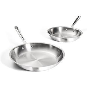 All-Clad D3 Stainless Steel 10 and 12 inch Frying Pans Set - Made in the USA- The Original Bonded Professional Cookware- Oven Safe & Induction Compatible