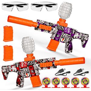2 Pack Splatter Blaster Electric Toys Skeleton Style Toy(Red & Purple)