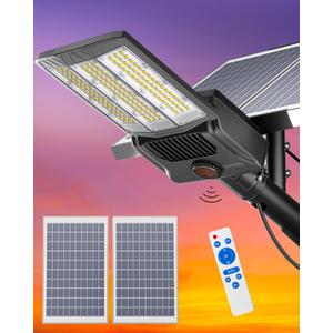 Gefolly SL-9800W Solar Street Lights Outdoor, 650000LM Commercial Parking Lot Light Dusk to Dawn IP67 Waterproof 6500K Security Flood Lights Lamp for Yard, Road, Basketball Courts