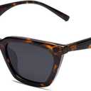 SOJOS Polarized Narrow Square Cateye Sunglasses for Women Retro Trendy Driving Glasses SJ2169 (Tortoise Frame/Grey Lens)