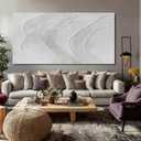 ZUNARE Large Abstract Wall Art, Textured White Canvas Painting in Neutral Cream and Sand Tones, Oversized Modern Statement Wall Decor for Living Room Bedroom Office, Ready to Hang, 2958 Inch