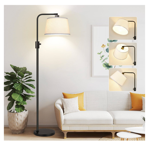 【Upgraded】 Dimmable Floor Lamp, 1000 Lumens LED Edison Bulb Included, Arc Floor Lamps for Living Room Modern Standing Lamp with Linen Shade, Tall Lamp for Bedroom Office Dining Room Black