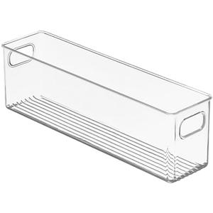 mDesign Plastic Kitchen Organizer - Storage Holder Bin with Handles for Pantry, Cupboard, Cabinet, Fridge/Freezer, Shelves, and Counter - Holds Canned Food, Snacks, Drinks, and Sauces - 8 Pack - Clear (16 x 3.75 x 5)
