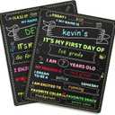 4 x First Day of School Board, 12"x10" Reusable Chalkboard Sign for Kids, Double-Sided Photo Prop for First and Last Day, Back to School Supplies for Kindergarten to Grade 12