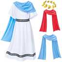 Yoroka Kids Grecian Robe for Medieval times Olympic palace White Toga Costume 6-7 Years (120)
