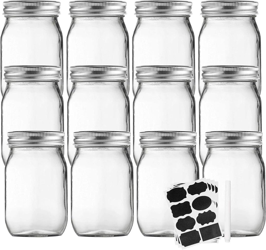 Accguan Mason Jars 16 oz With Regular Lids and Bands, Ideal for Jam, Honey, Wedding Favors, Shower Favors, DIY Magnetic Spice Jars, 12 PACK, 16 Labels Included Accguan Mason Jars 16 oz With Regular Lids and Bands, Ideal for Jam, Honey, Wedding Favors, Shower Favors, DIY Magnetic Spice Jars, 12 PACK, 16 Labels Included