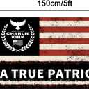 2 x WENWELL Charlie Kirk America Flag,Patriotic Memorial Banner Tapestry, Polyester, 3x5 Ft, Weather Resistant, Outdoor Wall Decor with Grommets