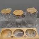 EQEY Glass Coffee Canister Set with Shelf & Spoons - 3 Piece Airtight Seal Coffee Bean Storage Containers & Filter Holder for Kitchen Organization