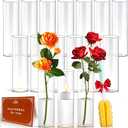 16Pcs Glass Cylinder Bud Vases for Centerpieces,7.7 In Tall Clear Flower Vases in Bulk,Glass Small Vases Floating Candle Holder for Party,Home Decor,Wedding Decoration,Birthday,Anniversary,Baby Shower