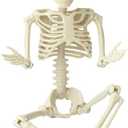 15.75" Skeleton Halloween Hangable Decorations, Plastic Full Skull Body with Rotatable Joint, Small Spooky Scary Skeletons for Outdoor, Indoor, Haunted House Party Prank Decor (1 Pcs)