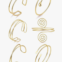 6Pcs Boho Coil Arm Cuff Bangle Set - Adjustable Minimalist Open Arm Cuff Armlet Armband