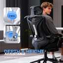 Ergonomic Office Chair with Footrest - Adjustable Lumbar Support & Headrest, 90-160 Reclining Mesh Back Computer Chair - Home Office/Gaming, 350lbs Capacity