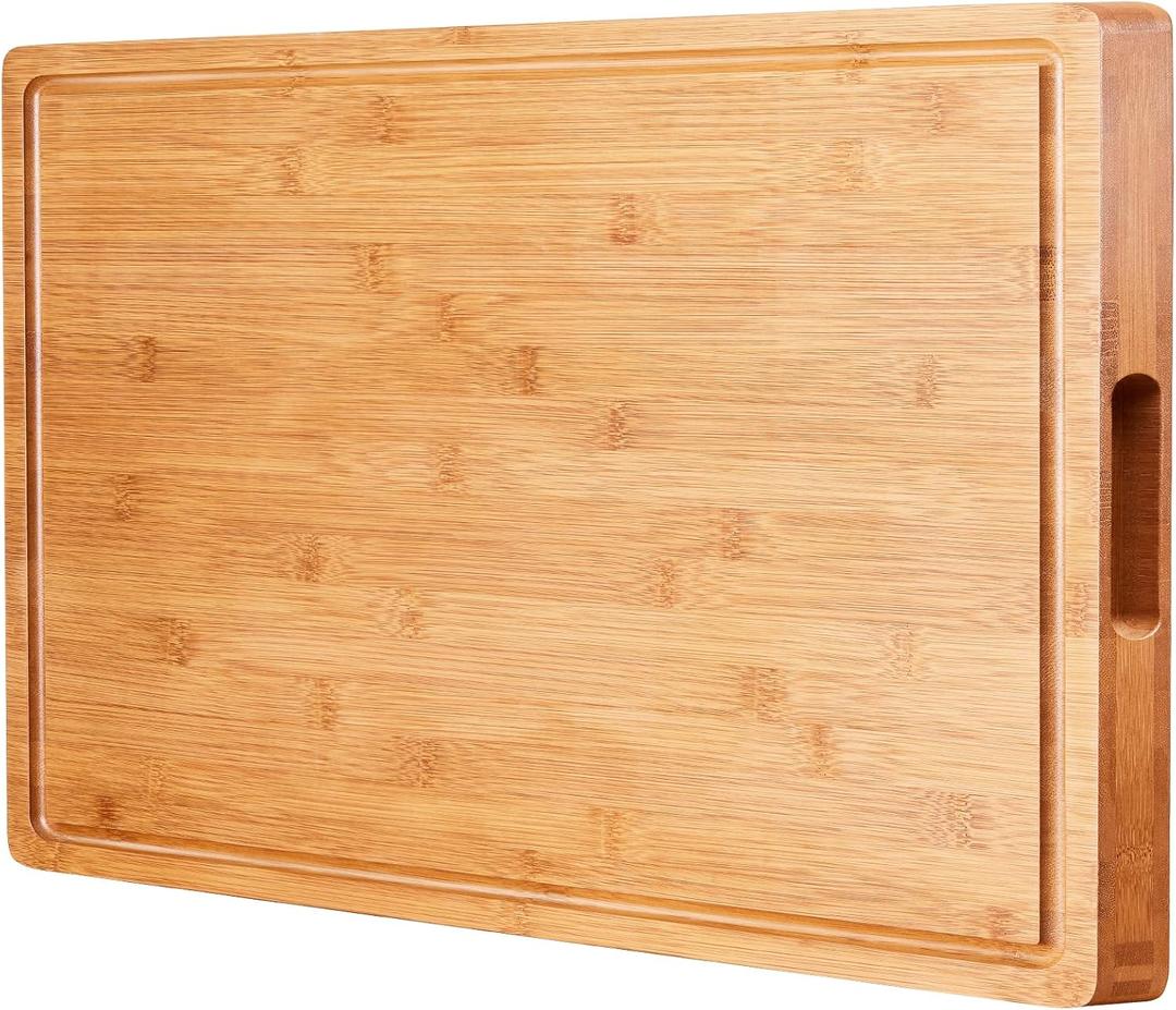 Extra Large Cutting Boards for Kitchen, XXL Reversible Large Bamboo Cutting Board, Carving Board Cheese Board with Deep Groove, Kitchen Chopping Board for Meat, Vegetables, Fruit, Turkey